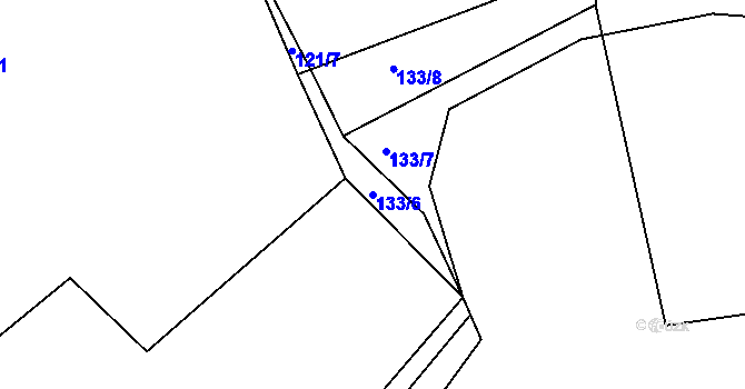 Parcela st. 133/6 v KÚ Hradčany u Čkyně, Katastrální mapa