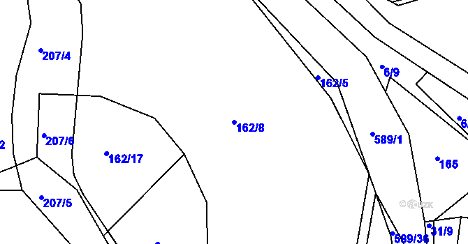 Parcela st. 162/8 v KÚ Hradčany u Čkyně, Katastrální mapa