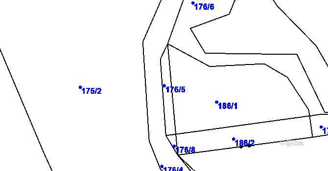 Parcela st. 176/5 v KÚ Hradčany u Čkyně, Katastrální mapa