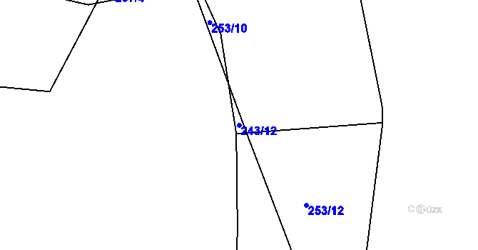 Parcela st. 243/12 v KÚ Hradčany u Čkyně, Katastrální mapa