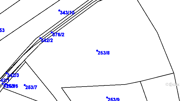 Parcela st. 253/8 v KÚ Hradčany u Čkyně, Katastrální mapa