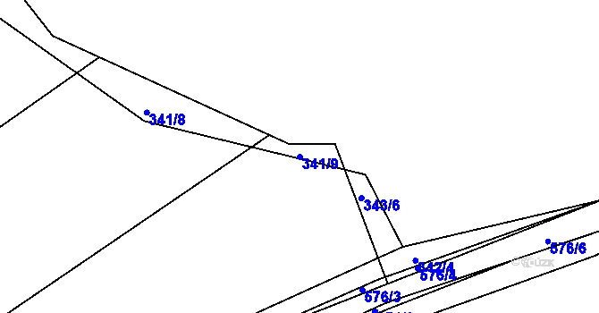 Parcela st. 341/9 v KÚ Hradčany u Čkyně, Katastrální mapa