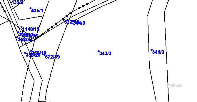 Parcela st. 343/3 v KÚ Hradčany u Čkyně, Katastrální mapa