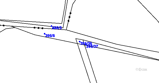 Parcela st. 395/36 v KÚ Hradčany u Čkyně, Katastrální mapa