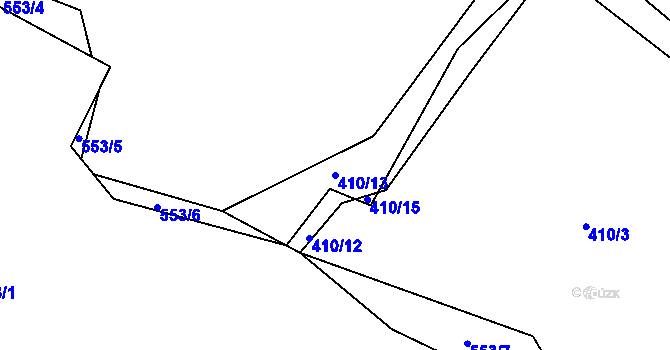 Parcela st. 410/13 v KÚ Hradčany u Čkyně, Katastrální mapa