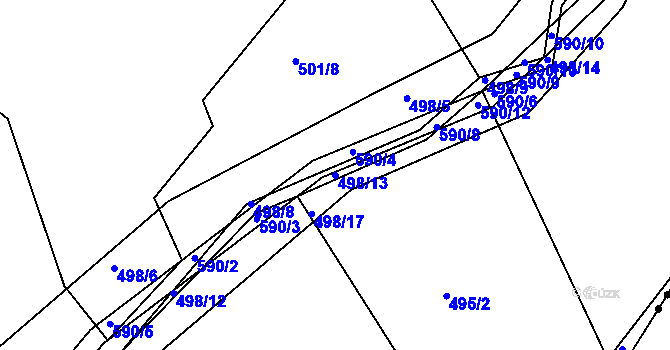 Parcela st. 498/13 v KÚ Hradčany u Čkyně, Katastrální mapa