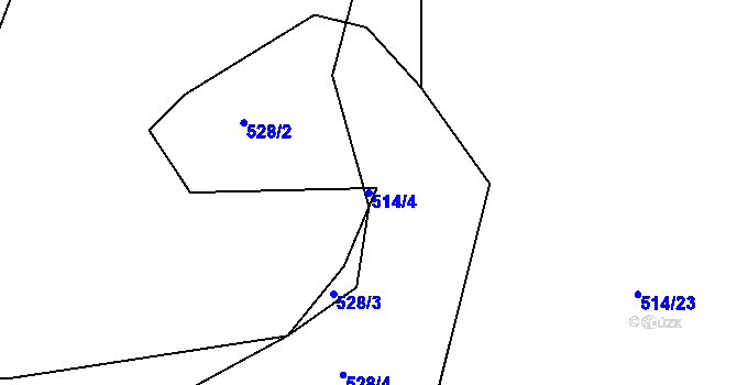 Parcela st. 514/4 v KÚ Hradčany u Čkyně, Katastrální mapa