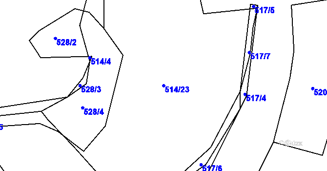 Parcela st. 514/23 v KÚ Hradčany u Čkyně, Katastrální mapa