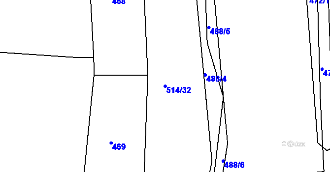Parcela st. 514/32 v KÚ Hradčany u Čkyně, Katastrální mapa