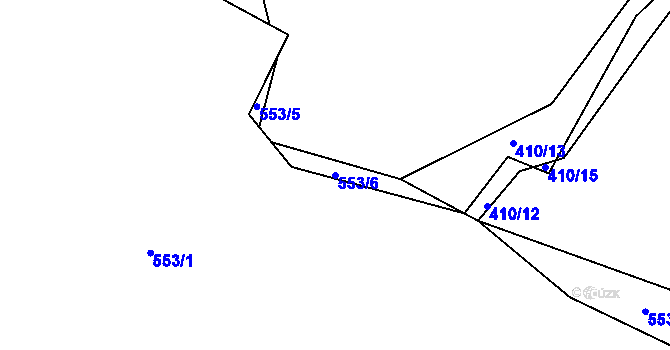 Parcela st. 553/6 v KÚ Hradčany u Čkyně, Katastrální mapa