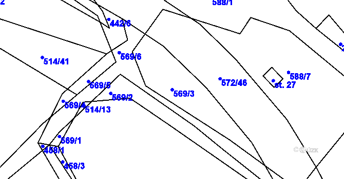 Parcela st. 569/3 v KÚ Hradčany u Čkyně, Katastrální mapa