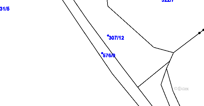 Parcela st. 576/9 v KÚ Hradčany u Čkyně, Katastrální mapa