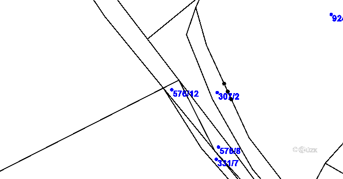 Parcela st. 576/12 v KÚ Hradčany u Čkyně, Katastrální mapa
