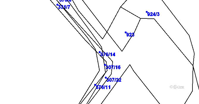 Parcela st. 576/14 v KÚ Hradčany u Čkyně, Katastrální mapa