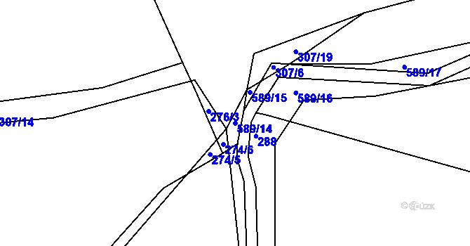 Parcela st. 589/14 v KÚ Hradčany u Čkyně, Katastrální mapa
