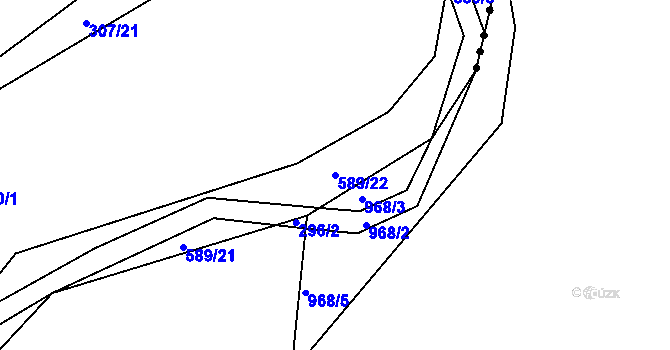 Parcela st. 589/22 v KÚ Hradčany u Čkyně, Katastrální mapa