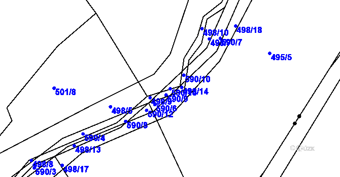 Parcela st. 590/13 v KÚ Hradčany u Čkyně, Katastrální mapa