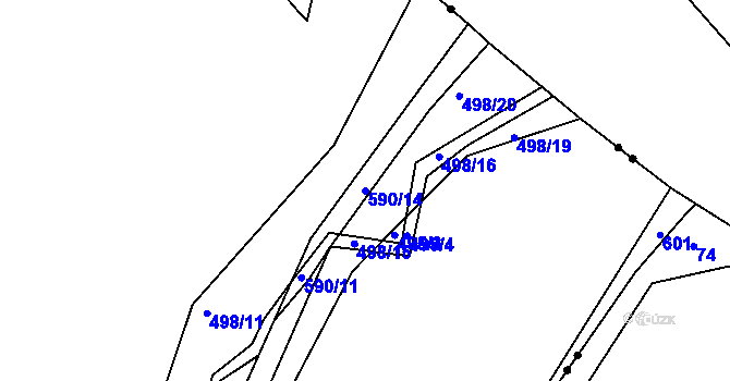 Parcela st. 590/14 v KÚ Hradčany u Čkyně, Katastrální mapa