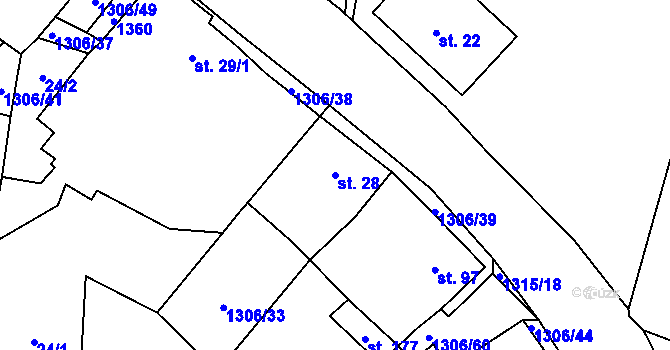 Parcela st. 28 v KÚ Bošilec, Katastrální mapa