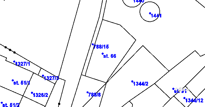 Parcela st. 66 v KÚ Bošilec, Katastrální mapa