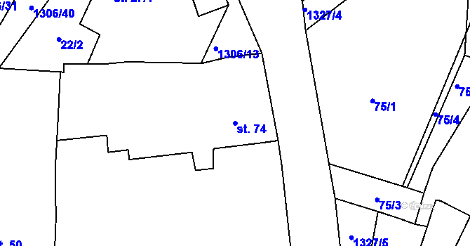 Parcela st. 74 v KÚ Bošilec, Katastrální mapa