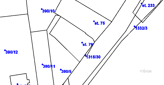 Parcela st. 76 v KÚ Bošilec, Katastrální mapa