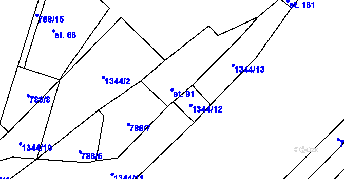 Parcela st. 91 v KÚ Bošilec, Katastrální mapa