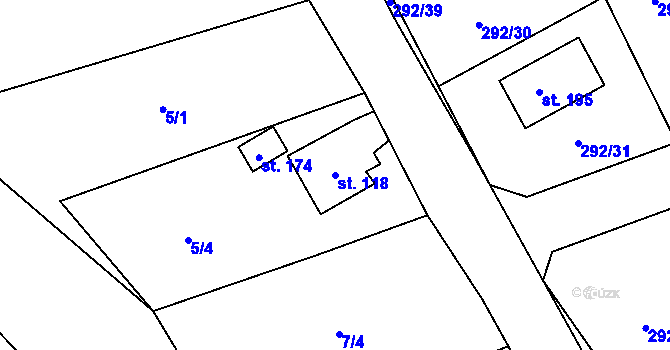 Parcela st. 118 v KÚ Bošilec, Katastrální mapa