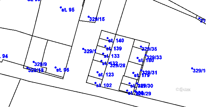 Parcela st. 133 v KÚ Bošilec, Katastrální mapa