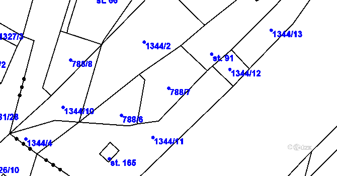 Parcela st. 788/7 v KÚ Bošilec, Katastrální mapa