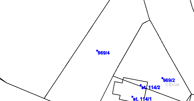 Parcela st. 969/4 v KÚ Bošilec, Katastrální mapa