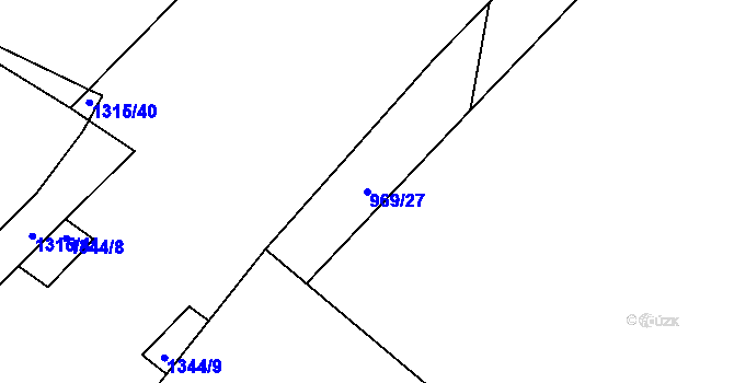 Parcela st. 969/27 v KÚ Bošilec, Katastrální mapa