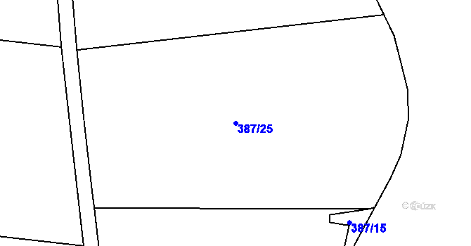 Parcela st. 387/25 v KÚ Bošilec, Katastrální mapa