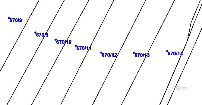 Parcela st. 670/12 v KÚ Bošilec, Katastrální mapa