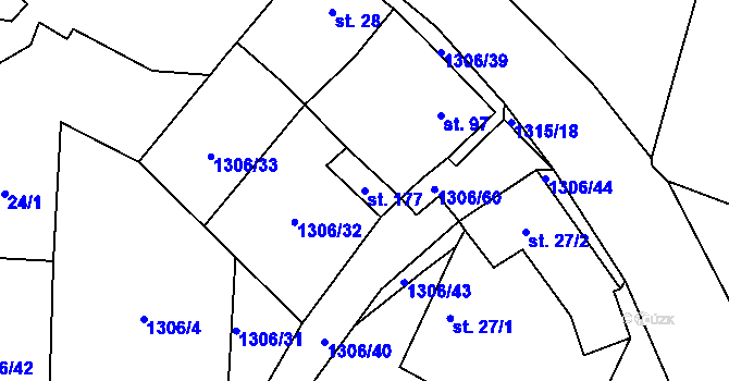 Parcela st. 177 v KÚ Bošilec, Katastrální mapa