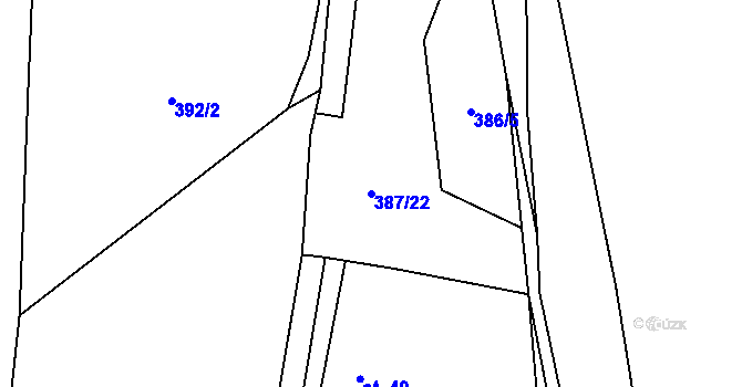 Parcela st. 387/22 v KÚ Bošilec, Katastrální mapa