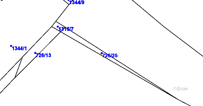 Parcela st. 726/25 v KÚ Bošilec, Katastrální mapa