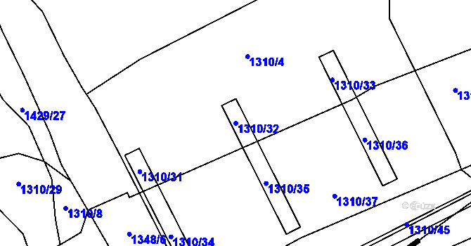 Parcela st. 1310/32 v KÚ Bošilec, Katastrální mapa