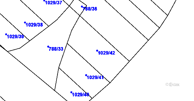 Parcela st. 1029/42 v KÚ Bošilec, Katastrální mapa