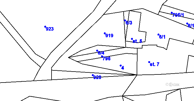 Parcela st. 6/4 v KÚ Boškov, Katastrální mapa