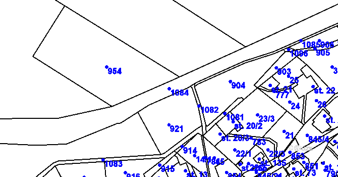 Parcela st. 1084 v KÚ Boškov, Katastrální mapa