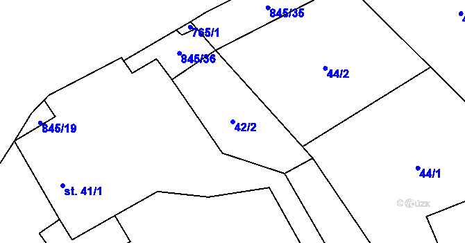Parcela st. 42/2 v KÚ Boškov, Katastrální mapa