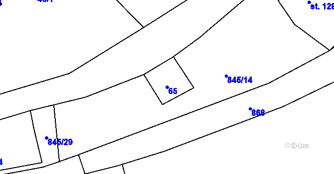 Parcela st. 65 v KÚ Boškov, Katastrální mapa