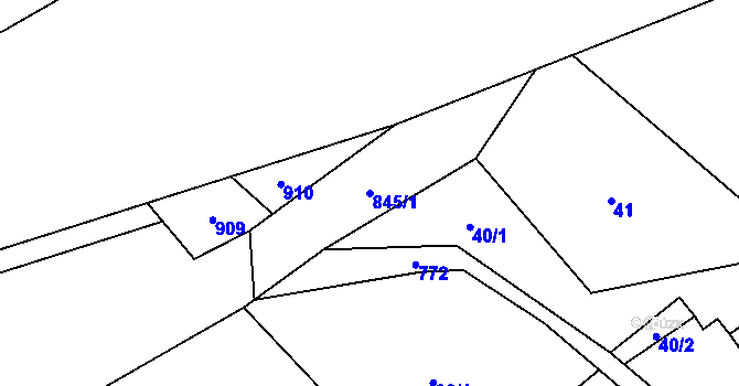 Parcela st. 845/1 v KÚ Boškov, Katastrální mapa