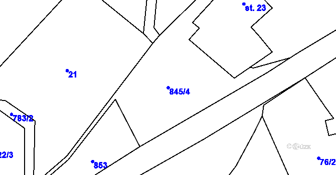 Parcela st. 845/4 v KÚ Boškov, Katastrální mapa