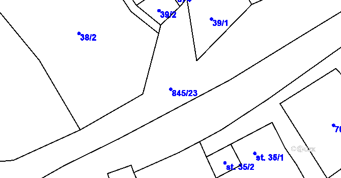 Parcela st. 845/23 v KÚ Boškov, Katastrální mapa