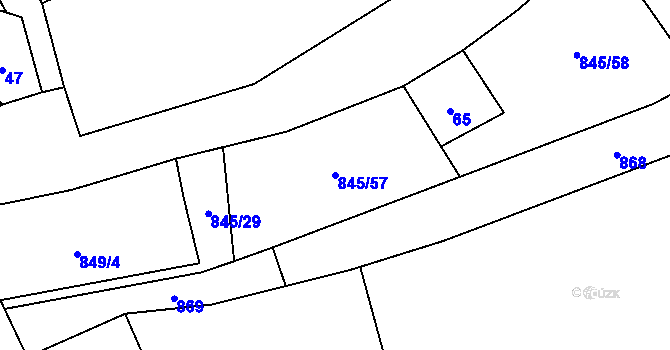 Parcela st. 845/57 v KÚ Boškov, Katastrální mapa