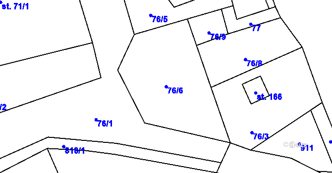 Parcela st. 76/6 v KÚ Boškov, Katastrální mapa