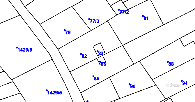 Parcela st. 83 v KÚ Bošovice, Katastrální mapa
