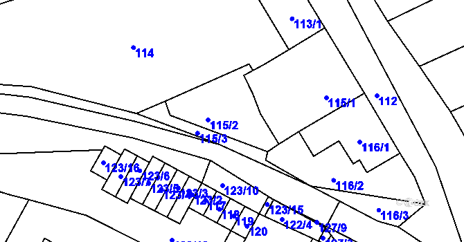 Parcela st. 115/2 v KÚ Bošovice, Katastrální mapa